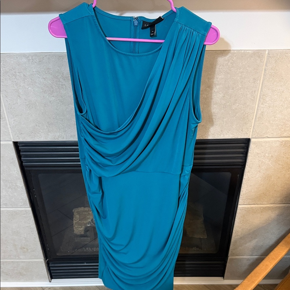 Lane Bryant Teal Draped Midi Dress